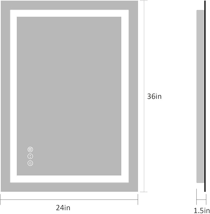 LED Bathroom Mirror 24"X36" with Front Light and Backlit | Stepless Dimmable, Anti-Fog, Shatter-Proof, HD Reflection, Memory, 3 Colors Lighting, UL Listed (Horizontal/Vertical).