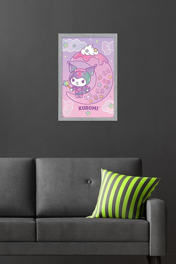 Hello Kitty and Friends: 24 Dreamland - Kuromi Wall Poster, 22.4L" x 14.7W", Gray Framed Version