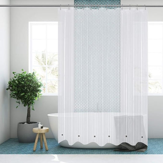 Extra Long Shower Curtain Liner with 6 Magnets 72 x 84, Clear | PEVA 8G Heavy Duty, 12 Rustproof Grommets,Water Proof Thick Plastic Shower Curtain 72W x 84H Inches for Bathroom Long Size