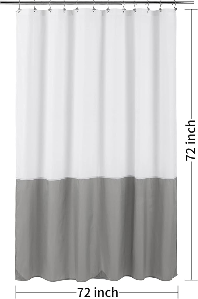 ALYVIA SPRING Waterproof Fabric Shower Curtain or Liner White/Grey, 72x72 | 3 Magnets, Soft Cloth & Hotel Quality, Machine Washable, Light-Weight, Standard Size