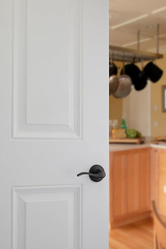 Kwikset Balboa Interior Passage Door Handle, Lever for Closet and Hallway Doors, Reversible Non-Locking Handle Lever, Venetian Bronze, with Microban Protection