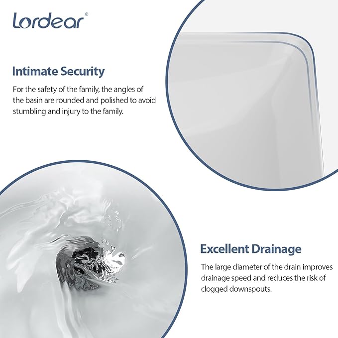 Lordear Vessel Sink Rectangle 19 Inch Bathroom Sinks 19"x12" Inch Semi Recessed Sink 5'' Deep Rectangular White Ceramic Modern Vanity Sink Bath Wash Above Counter Basin
