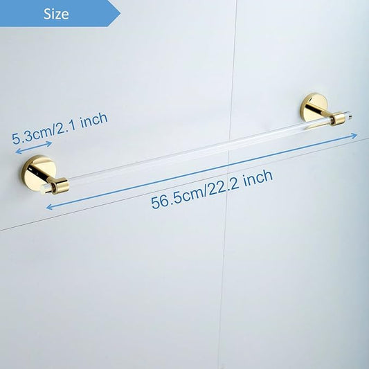 Acrylic Gold Towel Bar Towel Rack for Bathroom Wall Mounted Towel Holder Modern 22.2inch 56.5cm SHUNLI