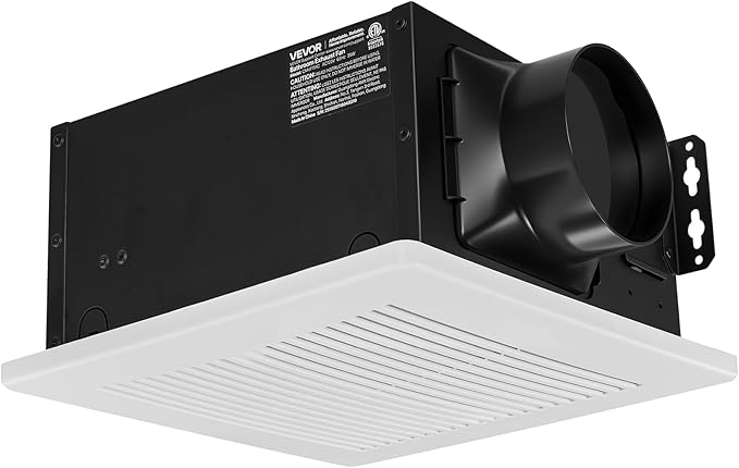 VEVOR Bathroom Exhaust Fan, 110 CFM Bathroom Vent, 1.5 Sones Low-Noise, Premium Motor Ceiling Fan, Standard 4-inch Duct Interface for Laundry Room, Storage Room, Home Ventilation, White
