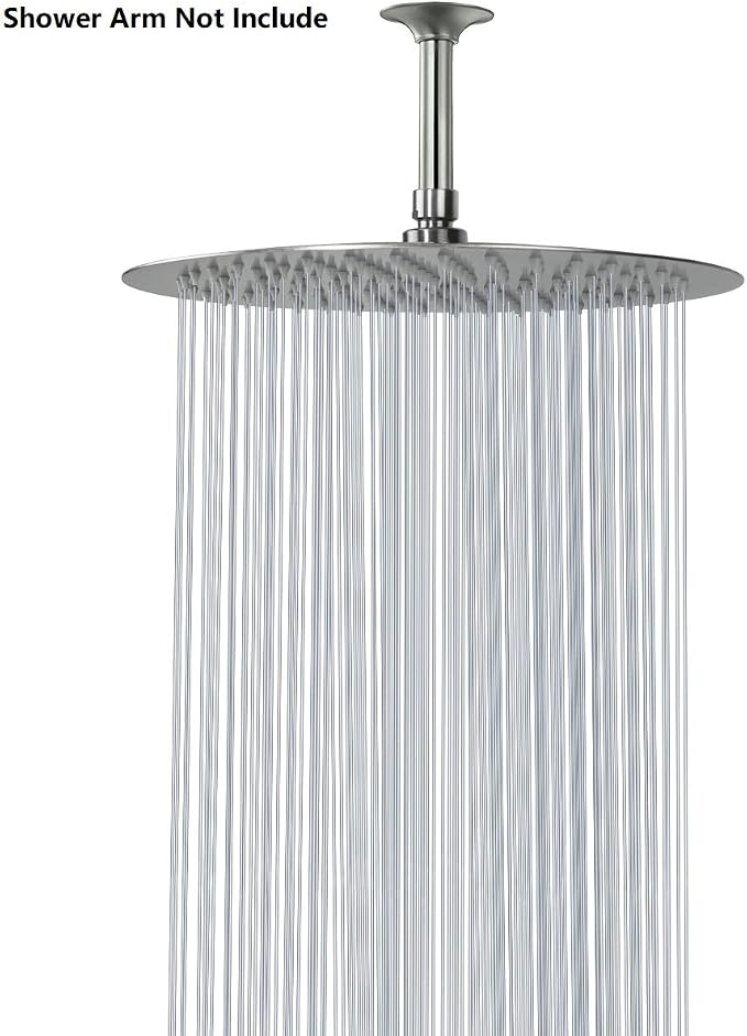 NearMoon Rain Shower Head, Ultra-Thin Design-Pressure Boosting, Awesome Some Experience, High Flow Stainless Steel Rainfall Head (12 Inch, Brushed Nickel)