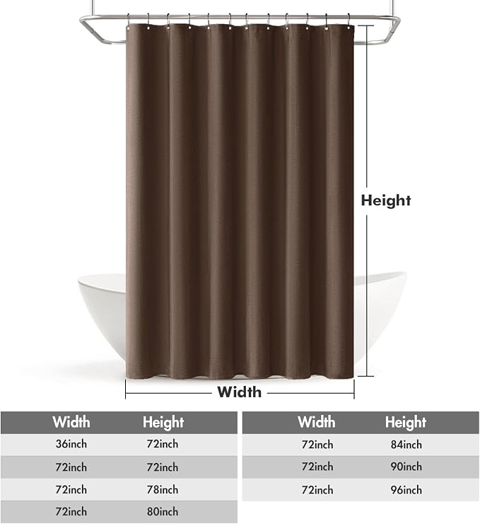 MIULEE Linen Fabric Shower Curtain Brown W72*L72 12 Metal Hooks | Washable, Modern, Heavy Duty, Shower Curtain Set, Waterproof Thick Cloth Shower Curtains, Bathroom Bathtub