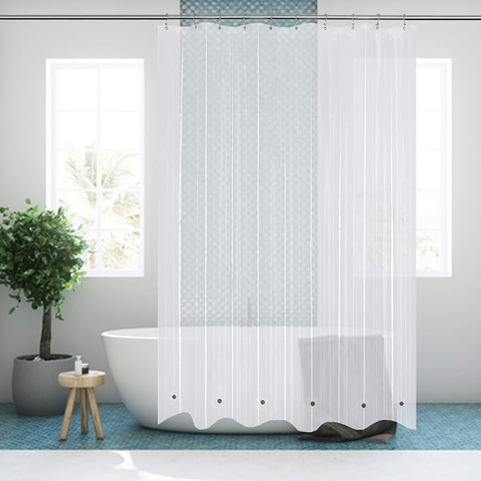 Mrs Awesome 60x72 Shower Curtain Liner with 6 Magnets Clear | 8G Thick PEVA, 10 Rustproof Grommets, Waterproof Heavy Duty Plastic Shower Curtain for Bathroom 60W x 72H inches