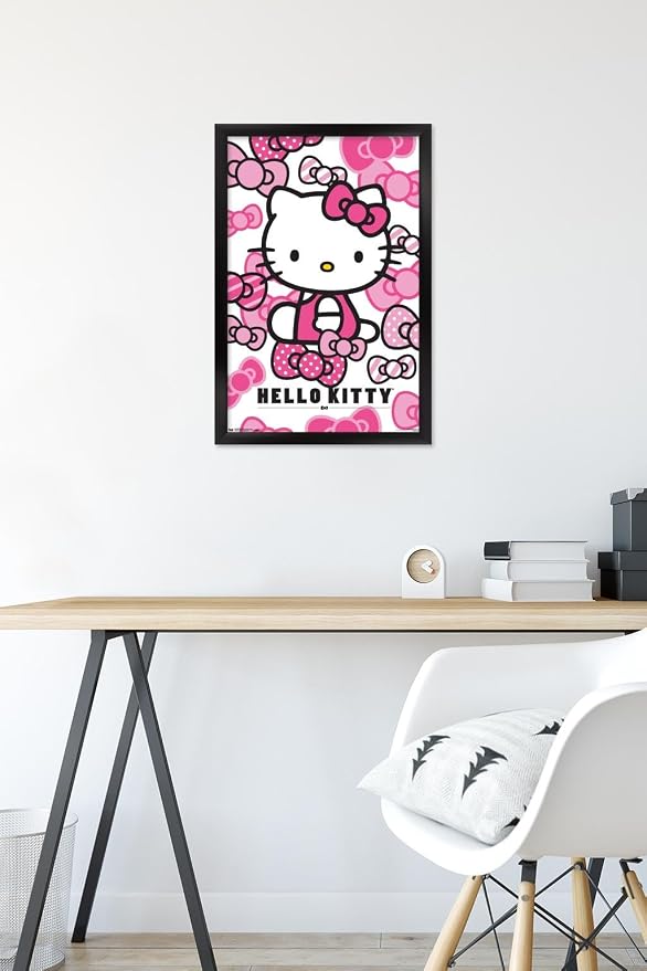 Trends International Hello Kitty - Bows Wall Poster, 14.725" x 22.375", Black Framed Version