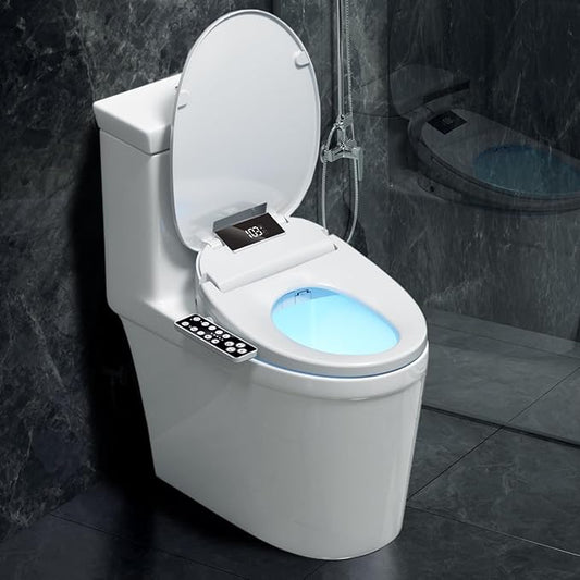Electric Heated Bidet Toilet Seat, Warm Water Oscillating Wash, Heated Toilet Seat, Air Dryer, Soft Close Lid, Night Light, Self Cleaning Nozzle, LED Display Requires Outlet - Elongated
