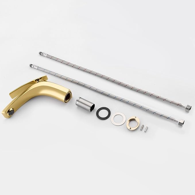 Single Handle Bathroom Faucets Brass Single Hole Faucet for Bathroom Sink Hot Cold Gold