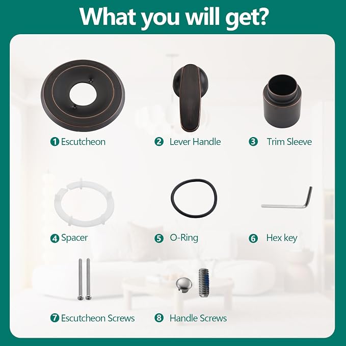 Shower Trim Kit Compatible with 1300/1400 Series, 1 Handle, Long Sleeve (Valve& Catridge Not Inclued), Oil Rubbed Bronze