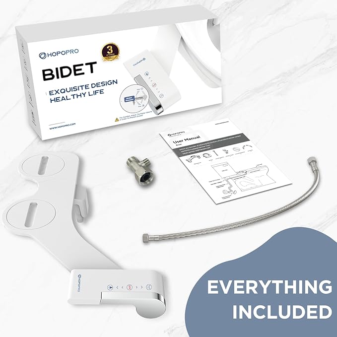 Bidet Attachment for Toilet, Non-Electric Bidet Ultra-Slim Dual Nozzle | Feminine/Rear Wash, Cold Water Bidets Sprayer for Existing Toilets with Adjustable Pressure Control 1-Min Install