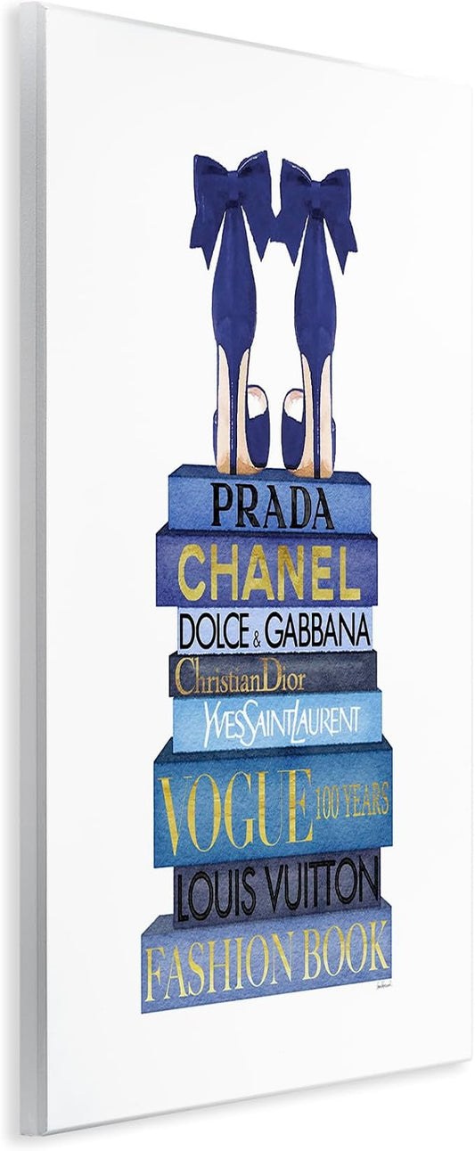 Stupell Industries 'Blue Bow Heels on Bookstack'| Wall Plaque Art | Stupell Industries | 10 x 15 Inches, Easy to Hang and Sturdy, Made in USA, by Amanda Greenwood