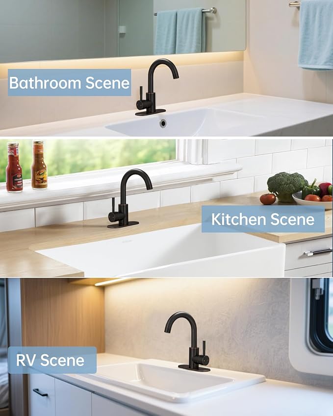 Fransiton Bathroom Faucets, Bar Sink Faucet Single Hole for Bathroom Kitchen Campers with Deck Plate Outdoor Faucet Vessel Farmhouse Vanity Lavatory (Oil Rubbed Bronze - C)