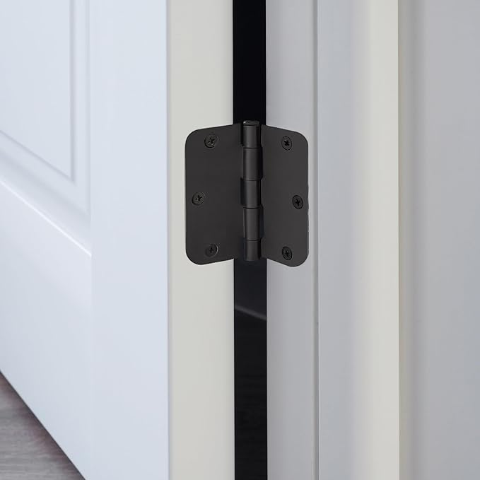 Design House Door Hinge, 3.5 in x 3.5 in, 5/8 in Radius, Interior, Rounded Steel, Removable Pin, Pre-Lubricated, Easy to Install, Matte Black Finish, 9 Pack, 191148