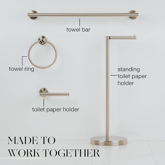 Marmolux Acc Brushed Towel Ring for Bathroom - Hand Towel Holder for Bathroom Wall - SUS304 Stainless Steel Bathroom Towel Rack Hardware Set.
