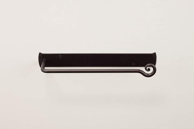 Matte Black Hand Towel Holder for Your Bathroom, Fits 10" Towels | Handcrafted Farmhouse Wrought Iron Metal, Kitchen Bar, Wall Mounted Rack, Small Hand Cloth Bar Hanger for Home or Office