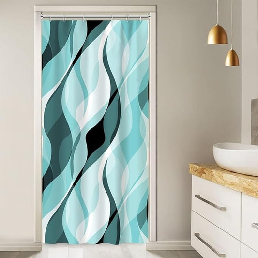 Stall Shower Curtain, Small Teal Shower Curtain Set for Bathroom Waterproof Turquoise Shower Curtain Set with Hooks, 36x72 Inch