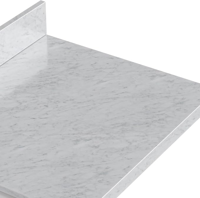 Beckford 60-inch Vintage Green Bathroom Vanity with Center Rectangle Single Sink, Italian Carrara Marble Countertop & Backsplash, Solid Wood Frame, Soft-Closing & Dovetail Drawers