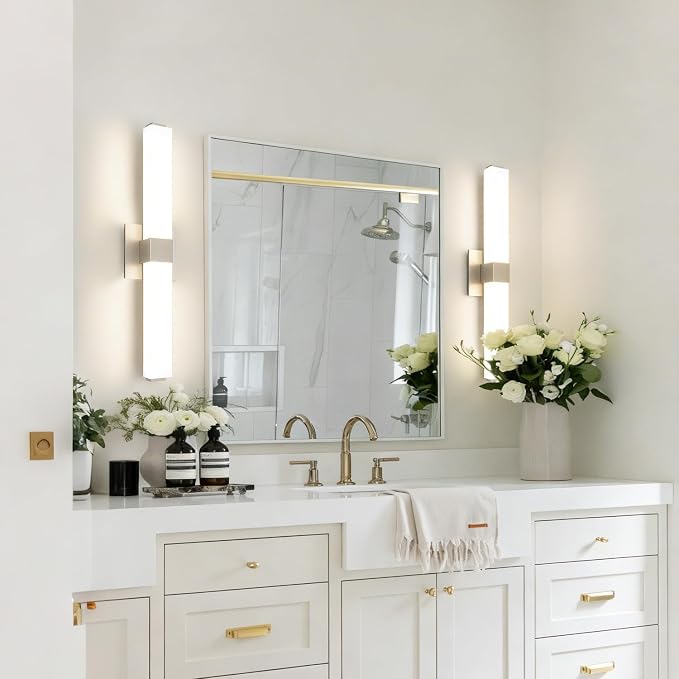 Bathroom Light Fixtures Brushed Nickel : 24 Inch Dimmable Modern Minimalist LED Vanity Light Bar Moisture-Proof 5CCT