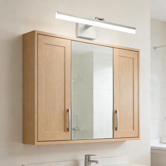 SOLFART Vanity Lights for Bathroom: 24 Inch Bathroom Lighting Fixtures Over Mirror- Brushed Nickel 6000K LED Hardwired Adjustable 180 Degree Light Bar IP44 ETL