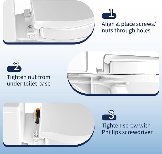 Raised Toilet Seat, Elongated 18.5", Soft Close | 2.91" elevated height, quick-release design, stable PP construction, easy installation, fits most standard elongated toilets