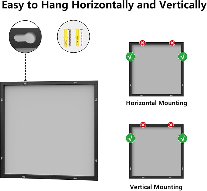 Koonmi Bathroom Mirror for Wall, 30"x30" Black Bathroom Mirror for Over Sink, Shatterproof Tempered Glass Vanity Mirror with Anti-Rust Aluminum Alloy Frame, Hang Horizontally or Vertically