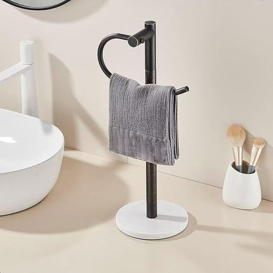 19 inch Oil Rubbed Bronze Hand Towel Holder Stand,Hand Towel Bar,Bathroom Vanity Countertop Towel Holder Free Standing,Stainless Steel Towel Ring Hardware Accessories Towel Rack
