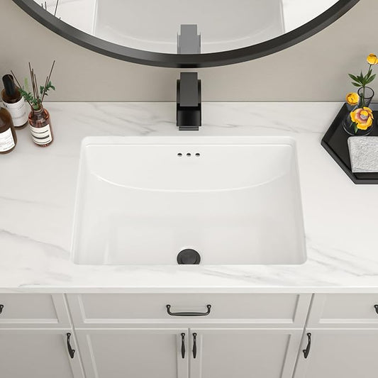Undermount Bathroom Sink 23''x16'' White Rectangle Bathroom Sink Porcelain Ceramic Sink Vanity Basin Lavatory Sink Vessel Sink