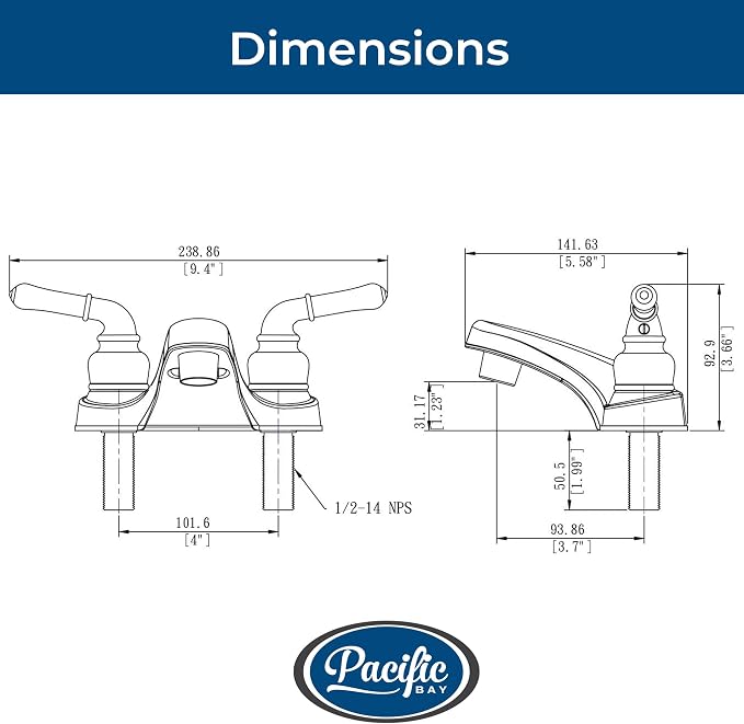 Pacific Bay Lynden Bathroom Sink Faucet, Plated ABS (Satin Nickel) 2 Pack | Lightweight, rustproof, and easy to install; smooth valve control for kitchen, bath, or laundry sinks. Durable plastic build.