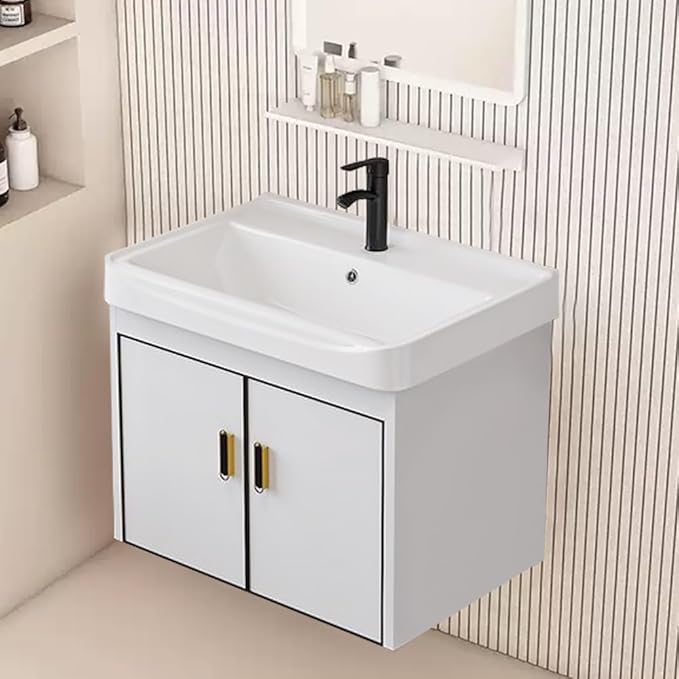 20-inch Shallow White-Black Wall-Mounted Compact Bathroom Mini Vanity 20-inch Sink-Included Vanity Designed for Compact Bathrooms Floating Vanity