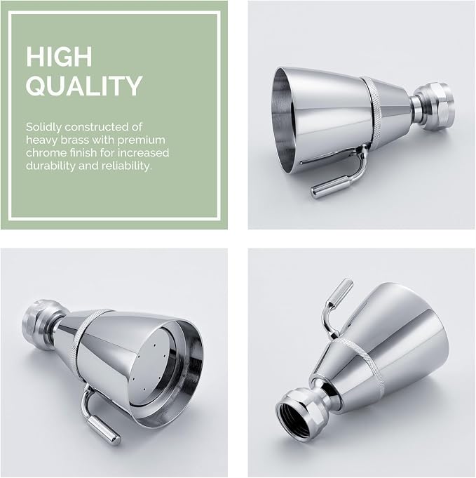 Angle Simple Shower Head High Pressure, Brass Shower Sprayer G 1/2, Chrome | High Flow Rinsing, Swivel Joint to Change Position, Adjustable Lever for Gentle Stream, Use in Bathroom or Outdoor