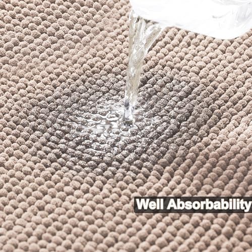 Urvoix Bathroom Rugs Sets 3 Piece, Non-Slip Chenille Bath Rug Set