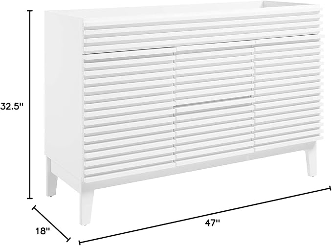 Modway Render 48" Double Sink Compatible (Not Included) Bathroom Vanity Cabinet in White