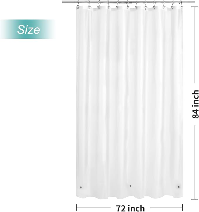Mrs Awesome Extra Long Frosted Shower Curtain Liner with 3 Magnets 72x84 | Long Frost PEVA Plastic Shower Curtain for Bathroom Lightweight & Waterproof, 72 x 84 Inches