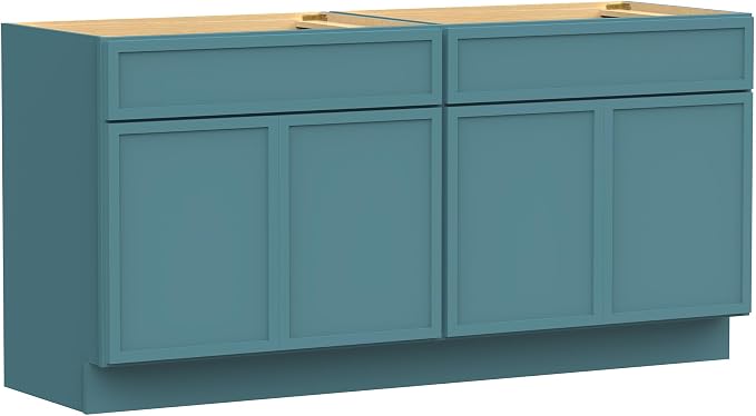 66 Inch Bathroom Vanity Base Only, Double Vanity Cabinet with Soft Closing Door, 2ea 33 inch Cabinet, Without Top,Green