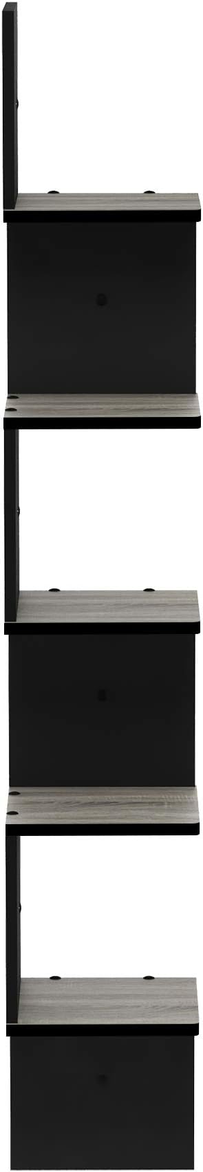 Furinno ROSSI Corner Floating Shelves for Wall, 5-Tier Corner Square Wall Shelf, S-shape Radial Floating Book Shelf, Easy Assembly, for Bathroom, Bedroom, Living Room, French Oak