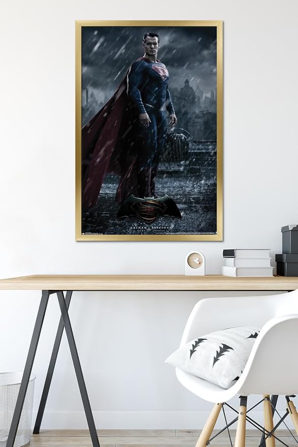 Trends International DC Comics Movie - Batman v Superman - Superman Wall Poster, 22.375" x 34", Gold Framed Version