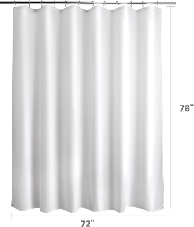 Titanker Waterproof Fabric Shower Curtain Liner Washable, 72x76 Inches, Cloth Shower Liner with Magnets, White Shower Liner Soft Fabric, Lightweight Shower Curtain Liner
