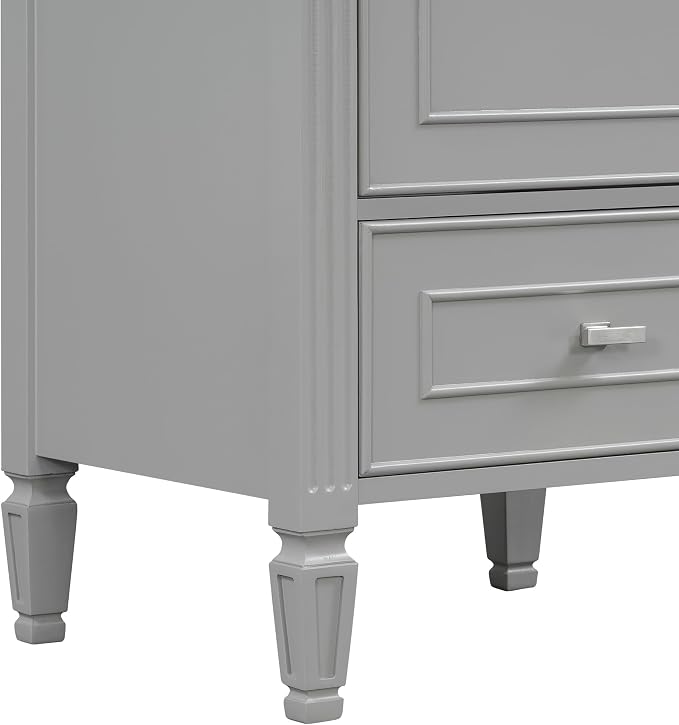 Merax 20 Inch Small Bathroom Vanity with Sink, Vanity Cabinet with Bottom Drawer and Door Rack Organizer, Adjustable Shelf, Grey