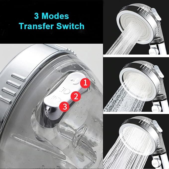 MineralStream Ionic Shower Head 2.0 Full Kit with Replacement Beads + Hose + Shower Holder + Arm Diverter| 3 Settings High Pressure Water Saving Showerhead for Dry Hair & Skin