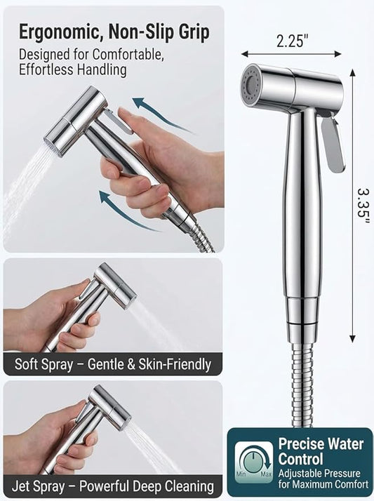 Bidet Sprayer for Toilet, Handheld Toilet Bidet Sprayer, Stainless Steel, Adjustable Water Pressure, Muslim Shower, Feminine Wash, Easy Installation (Satin Nickel)