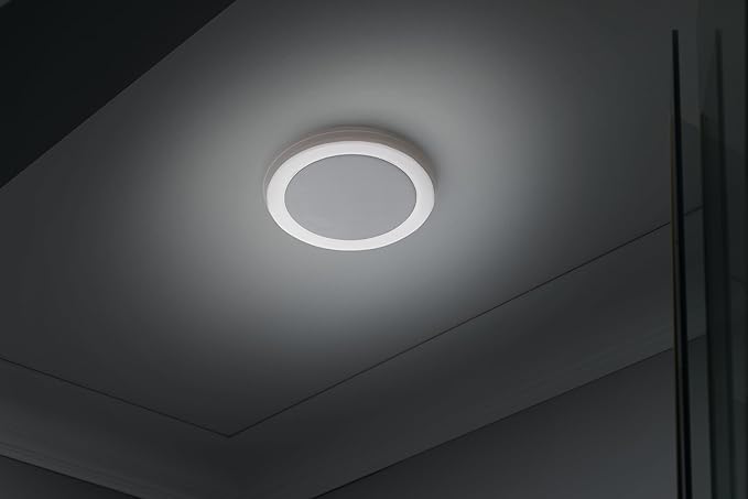 Homewerks 7130-18-BT Bathroom Fan with LED Light and Bluetooth Speaker 80 CFM 1.5 Sones White 4000 Kelvin CCT Light 600 Lumens