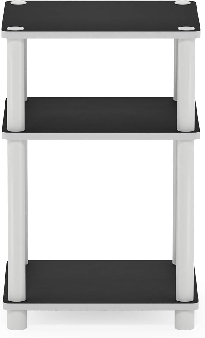 Furinno JUST Toolless 3-Tier Side Table, Open Shelf, White(Espresso) | Reversible, Soft-Corner, End Table, Night Stand, Bedside Table, for Living Room, Bedroom, Bathroom