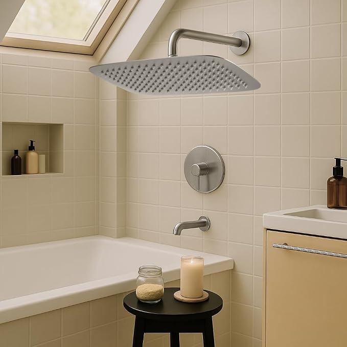 G-Promise All Metal 14 Inch Large Rain Shower Head for Ceiling or Wall | Built to Last, Rust Resistant 304 Stainless Steel, Easy to Install, Full Body Coverage Rainfall Shower Head, Daily SPA