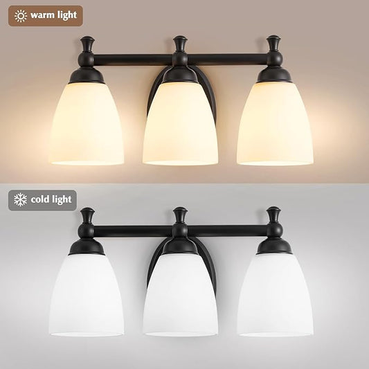 Vanity Lights for Bathroom, 3-Light Modern Vanity Light Over Mirror Black Bathroom Light Fixture Bedroom Wall Sconces Lighting for Living Room Cabinet