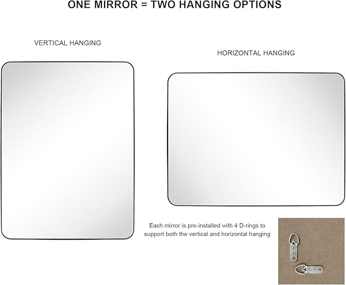 GRACTO 30x48'' Chrome Bathroom Rectangle Mirror