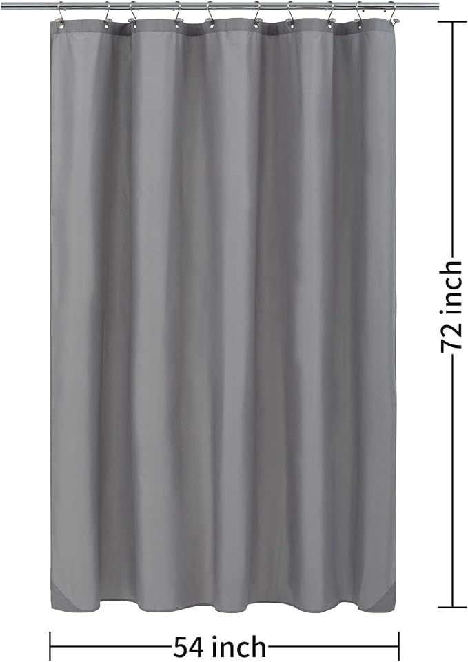 ALYVIA SPRING 54x72 Stall Waterproof Fabric Shower Curtain or Liner Grey | 2 Magnets, Soft Cloth & Hotel Quality, Machine Washable, Light-Weight, Stall Size
