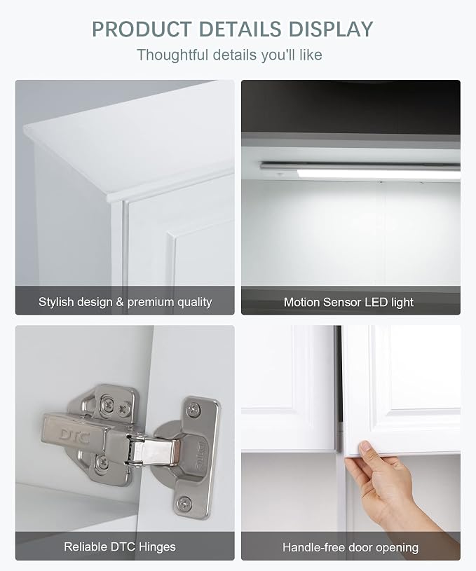HAIOOU Bathroom Wall Cabinet with Motion Sensor Light, 23.6 Inch - White | Wooden Wall Mounted Medicine Cabinet with Adjustable Shelf, Soft Close Hinges for Over the Toilet Bathroom Storage