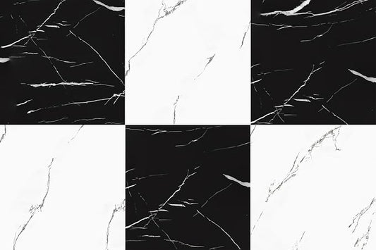 30-Pack 30 Sq.Ft Peel and Stick Floor Tiles Vinyl Matte Pattern Flooring, 12” x 12” Self Adhesive Vinyl Flooring DIY for Kitchen, Bathroom, Laundry, Black&White Marble